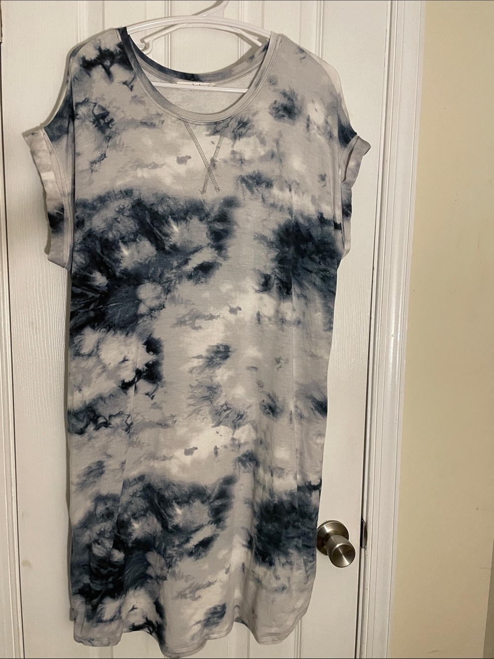 Workshop Blue TieDye French Terry Cuff Cap Sleeve Beach Dress 1X